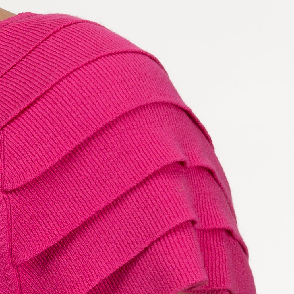 Ruffle Short Sleeve Pullover in Fuxia