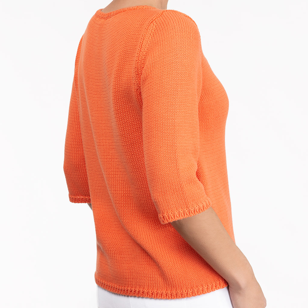 3/4 Sleeve Pullover in Orange Sherbert