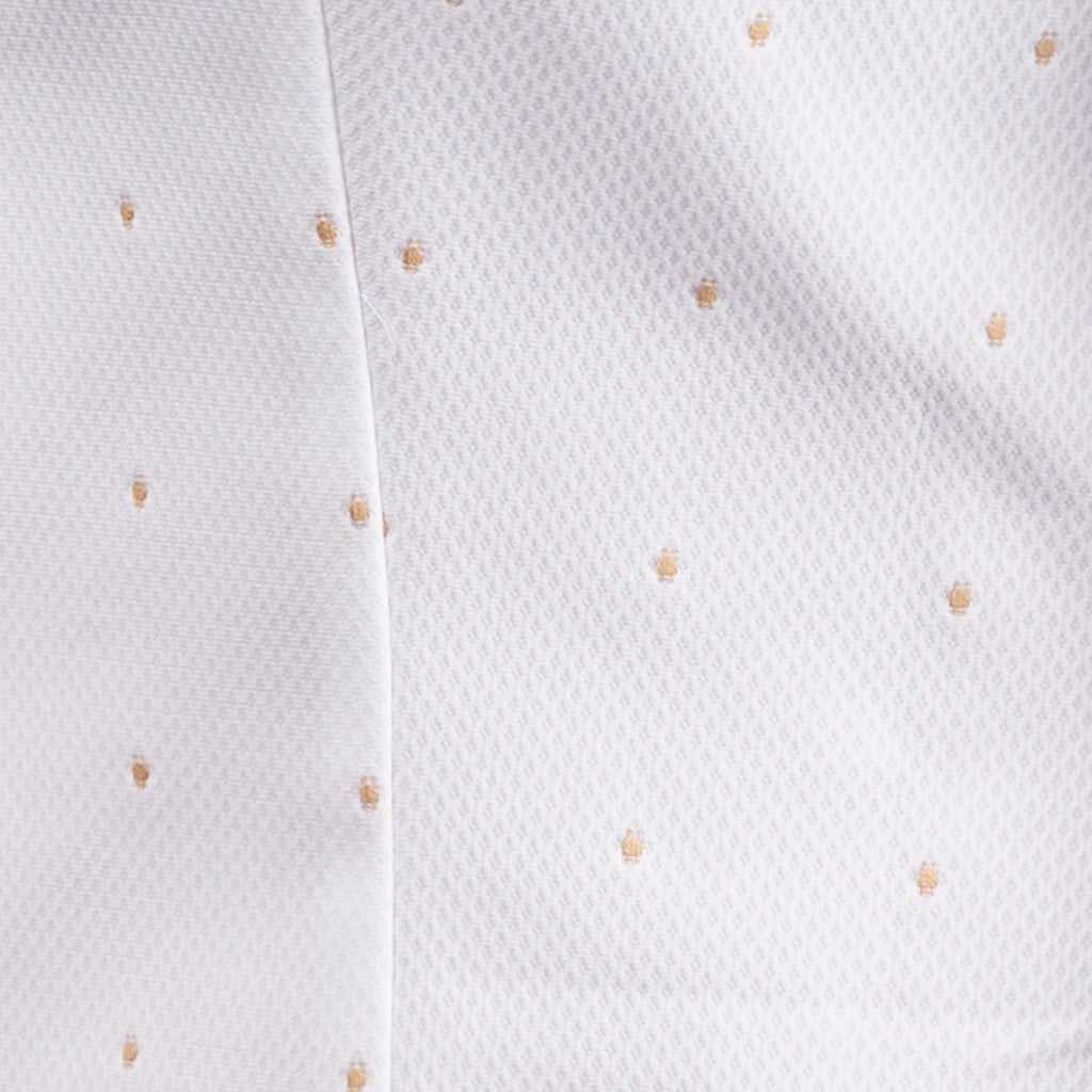 3/4 Slv Hidden Placket Shirt in Pique w Marble Dots