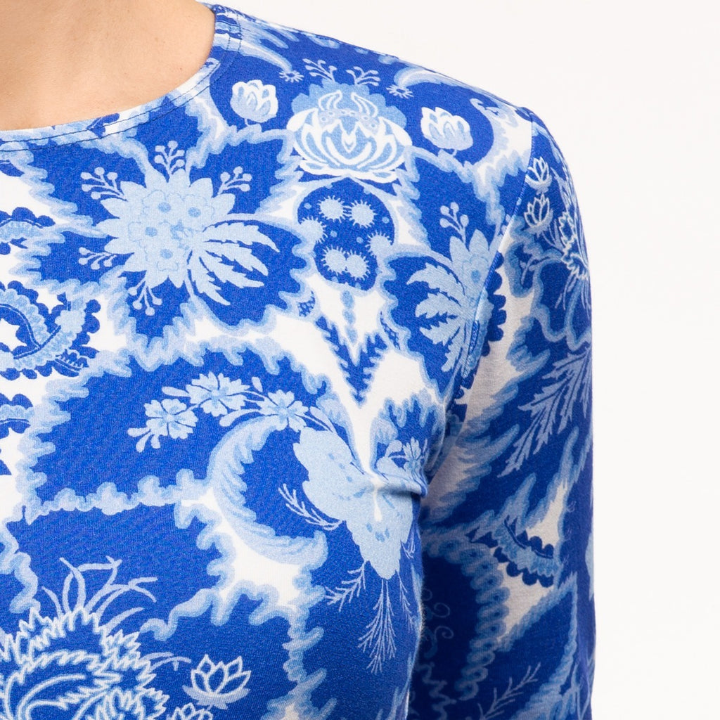 Shaped Knit Tee in Spring Toile Sapphire