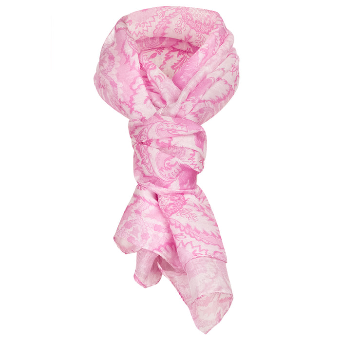 Modal Linen Silk Scarf in Confetto Pink Spring Toile