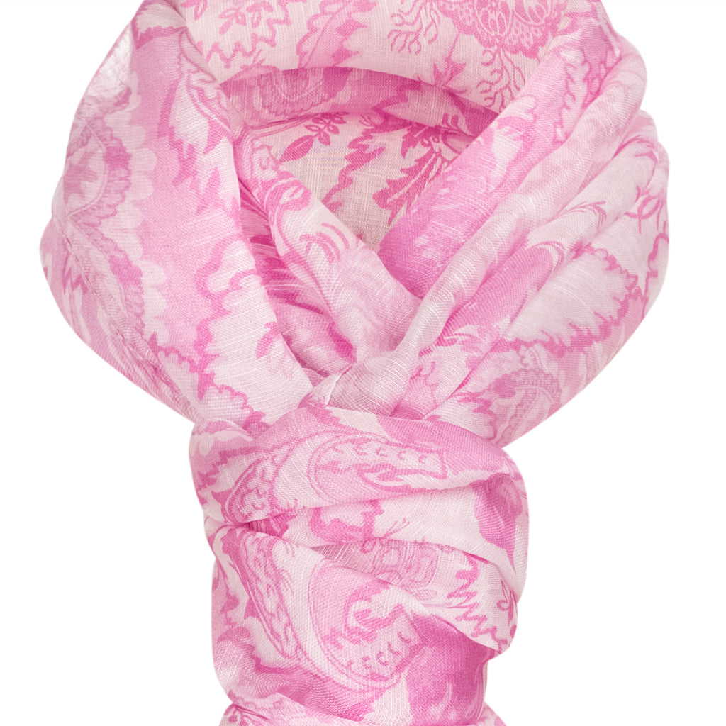 Modal Linen Silk Scarf in Confetto Pink Spring Toile