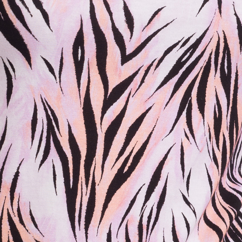3/4 Sleeve Knit Tee in Pink Wispy Tiger