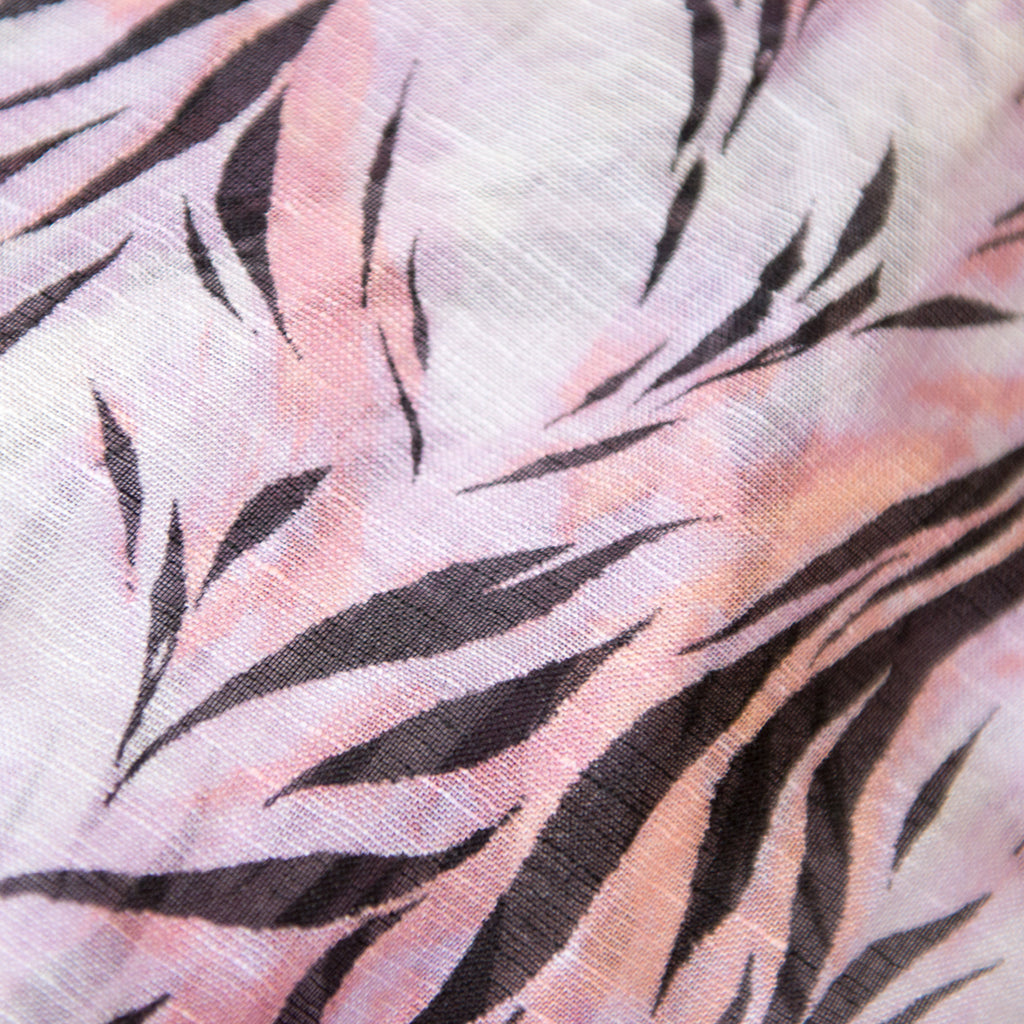 Printed Modal Linen Silk Scarf in Pink Wispy Tiger