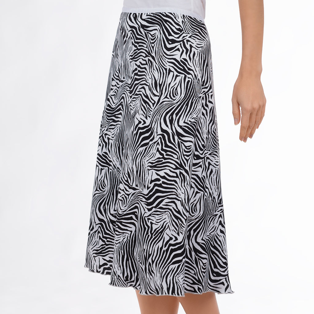 Bias Cut Skirt in Black Zebra Waves