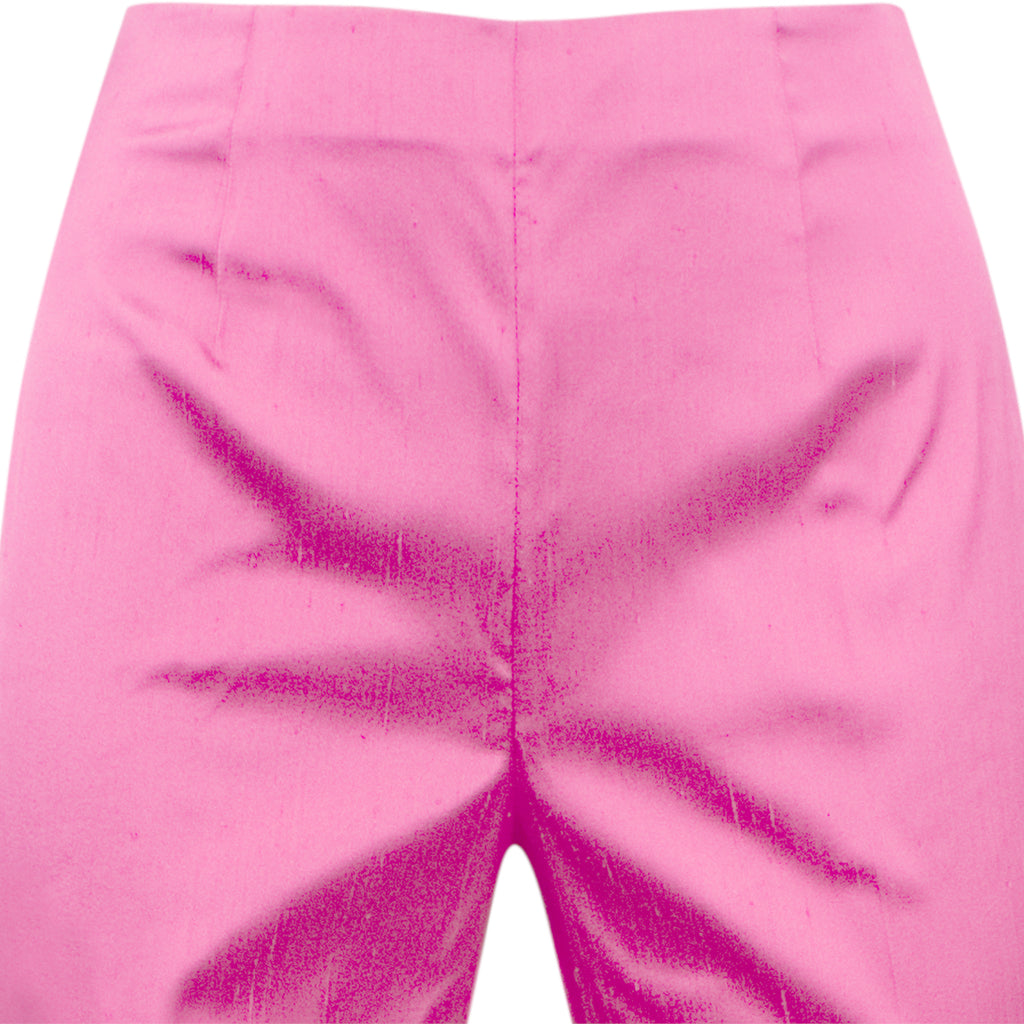 Dupioni Silk/Lycra Side Zip Pant in Fuxia