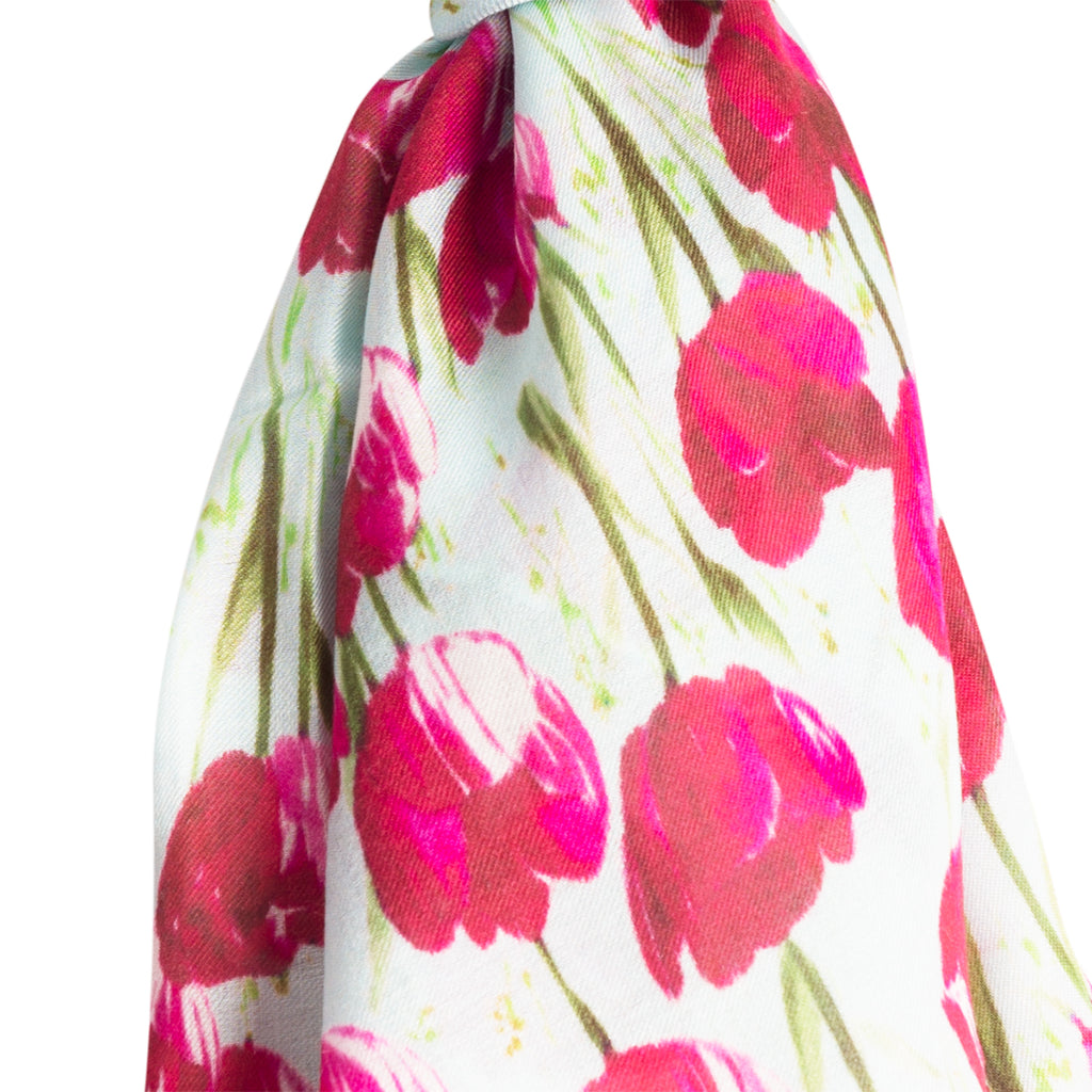 Modal Cashmere Scarf in Spring Tulips