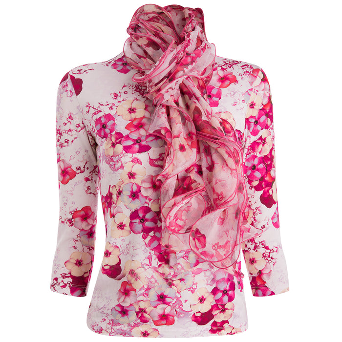 Ruffle Scarf in Pretty Petunias