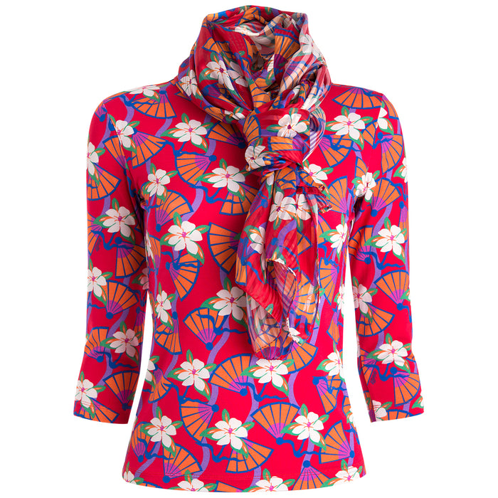 Silk Stripe Scarf in Tahitian Orchids